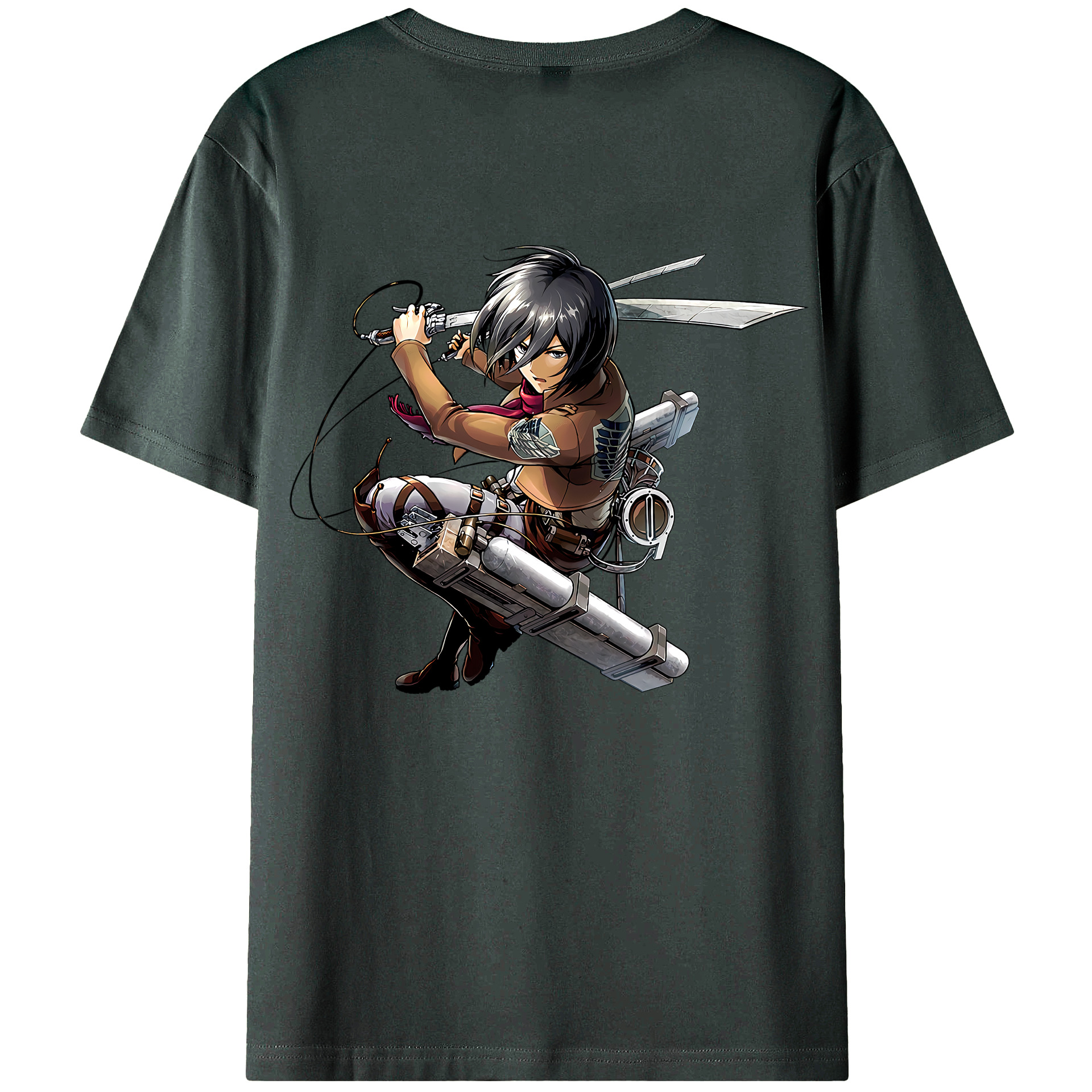 （画像用） 進撃の巨人 ミカサ·アッカーマン Attack on Titan Mikasa Ackerman 綿100％ メンズ半袖Tシャツ（バックプリント） 通気性
